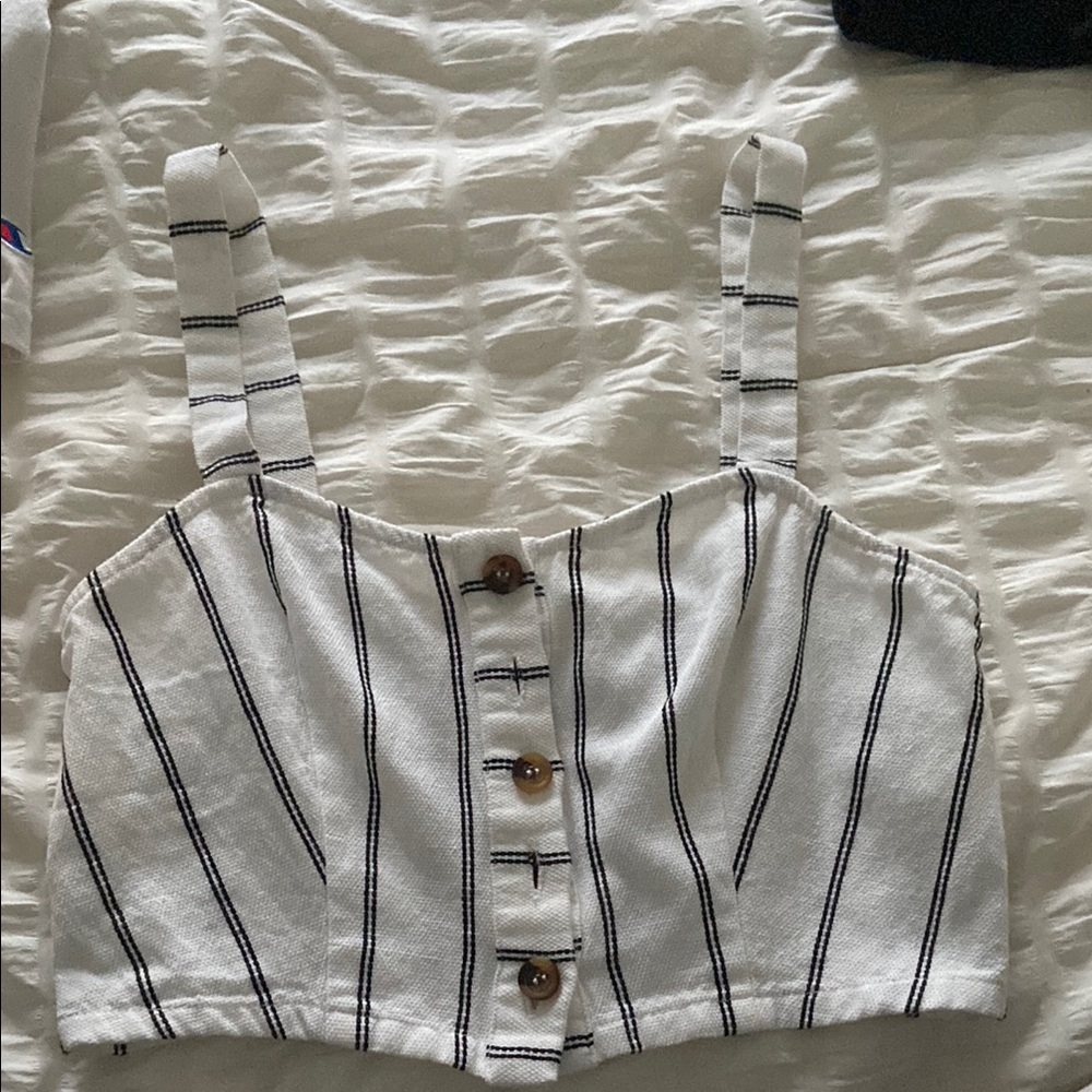 Striped White and Black Women's Top